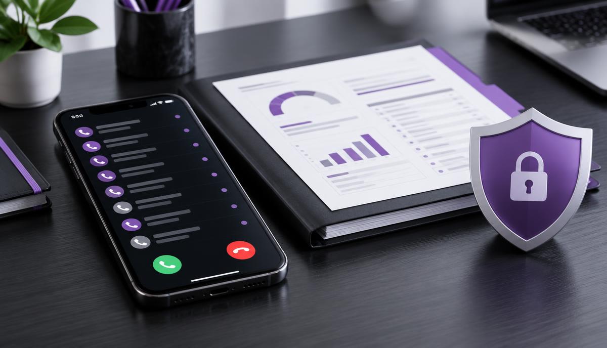 Phone call activity beside mortgage reporting and a privacy shield
